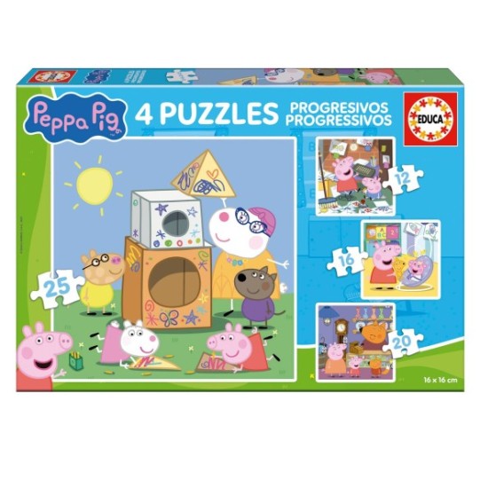 Puzzles progresivos Peppa Pig 12+16+20+25