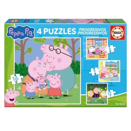 Puzzles Progresivos Peppa Pig 6+9+12+16