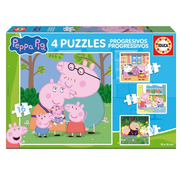 Puzzles Progresivos Peppa Pig 6+9+12+16