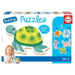 Baby Puzzles Aquatic Animals Octopus, Turtle, Sea Horse, Crab, Fish