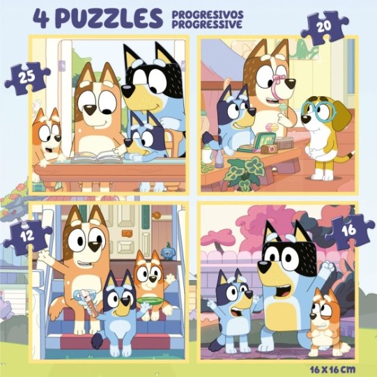  Mala de enigmas progressivas Bluey 12 + 16 + 20 + 25