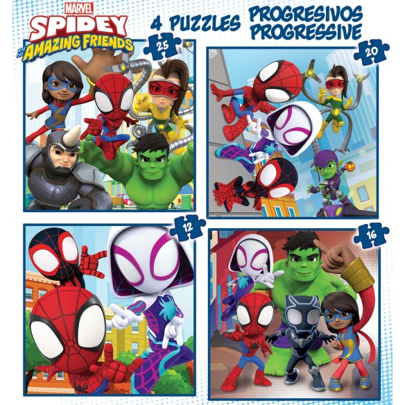 Puzzles Progréssifs Spidey & His Amazing Friends 12+16+20+25