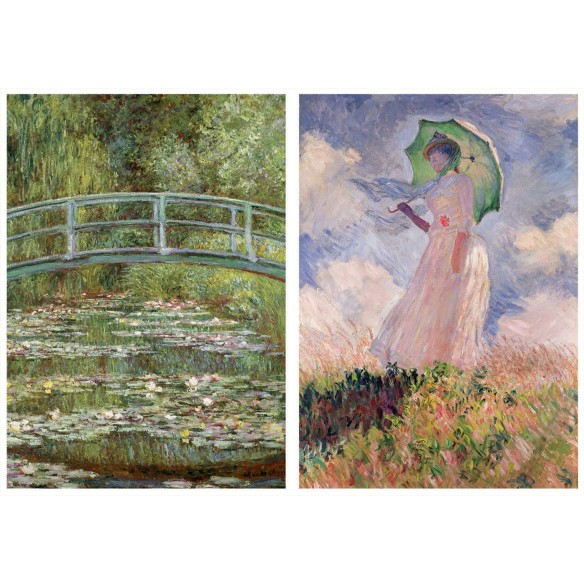 2x1000 Claude Monet - Le Bassin Aux Nymphéas + Femme À L´ombrelle