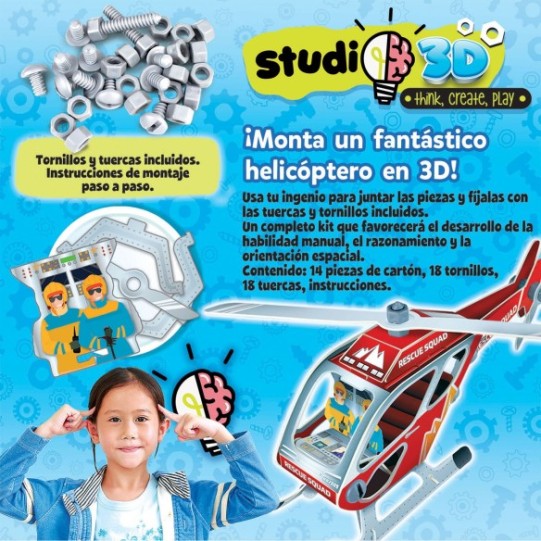  Helicóptero de resgate de estúdio 3D