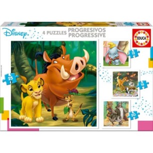 Puzles Progressius Disney Animals Dumbo+Bambi+Lion King+Jungle Book