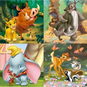 Puzles Progressius Disney Animals Dumbo+Bambi+Lion King+Jungle Book 2