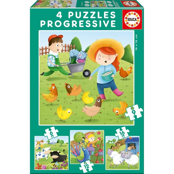 Puzles Progressius Animals de la granja 6+9+12+16